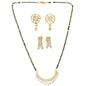 AanyaCentric Gold-Polished Mangalsutra with Pendant, 2 Pair Earrings