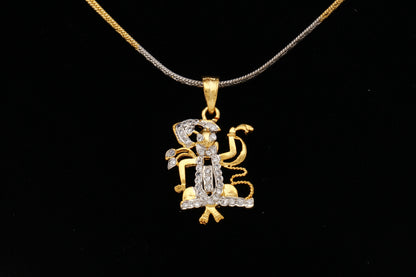 Gold-Polished Alloy Balaji Pendant With Chain - The Pari