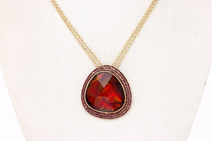 Gold-Polished Alloy Assymetric Stone Studded Pendant Necklace - The Pari