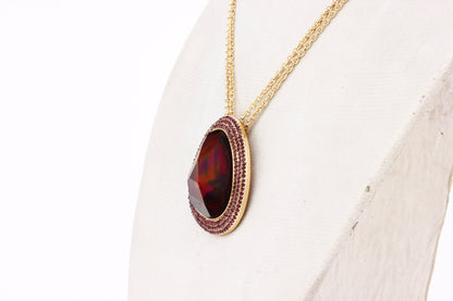 Gold-Polished Alloy Assymetric Stone Studded Pendant Necklace - The Pari