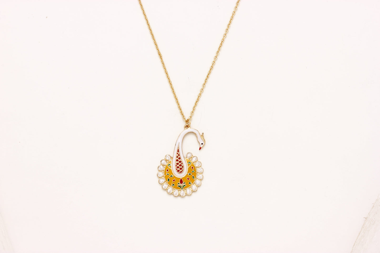 Gold-Polished Alloy Peacock Pendant Necklace - The Pari