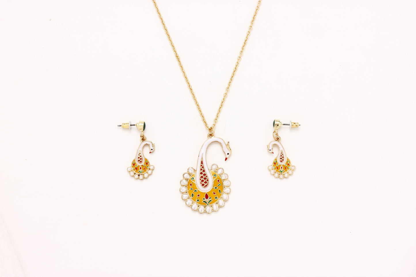 Gold-Polished Alloy Peacock Pendant Necklace - The Pari