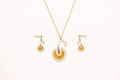 Gold-Polished Alloy Peacock Pendant Necklace - The Pari