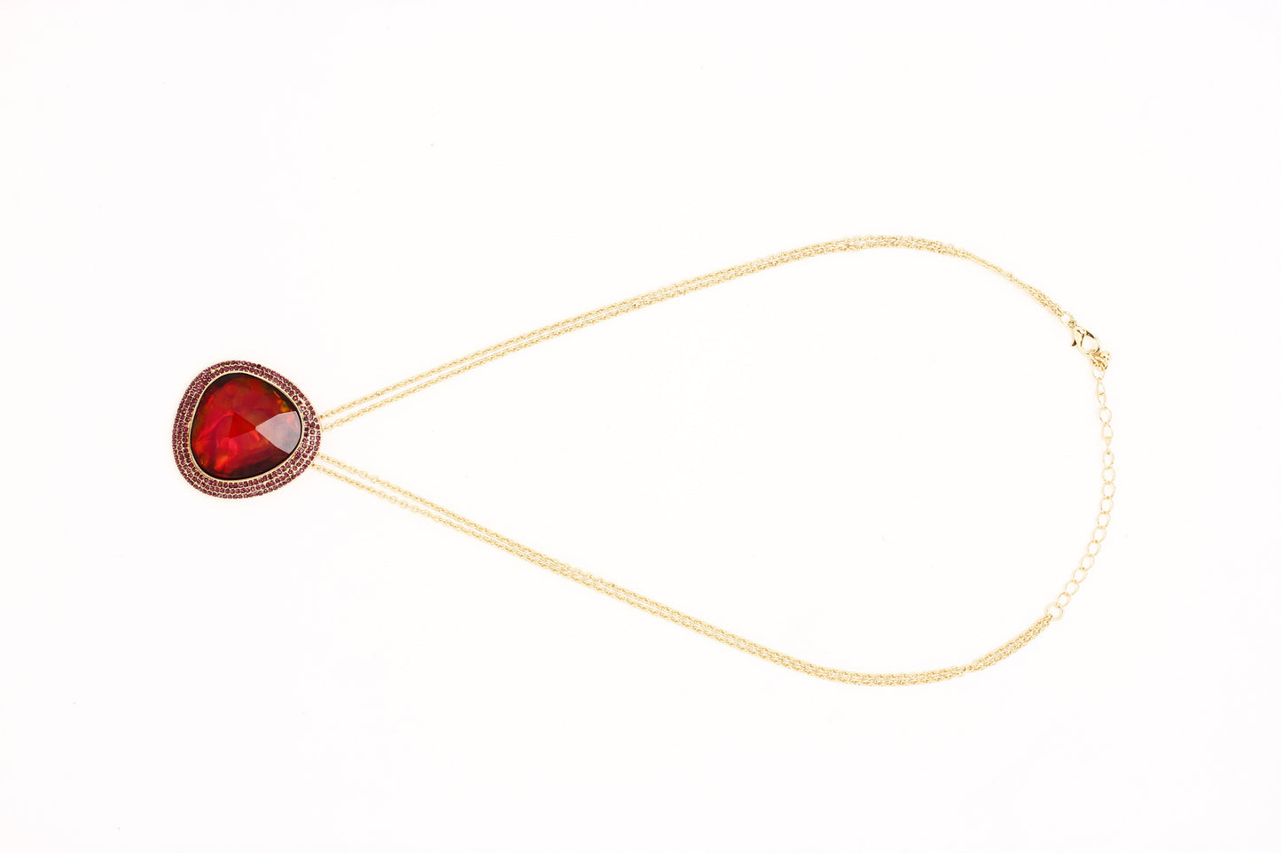 Gold-Polished Alloy Assymetric Stone Studded Pendant Necklace - The Pari