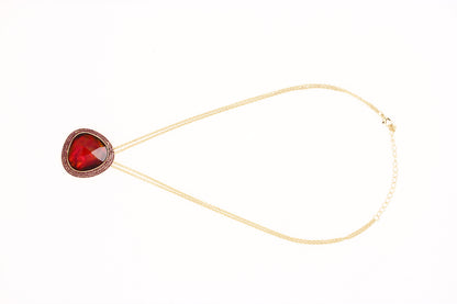Gold-Polished Alloy Assymetric Stone Studded Pendant Necklace - The Pari