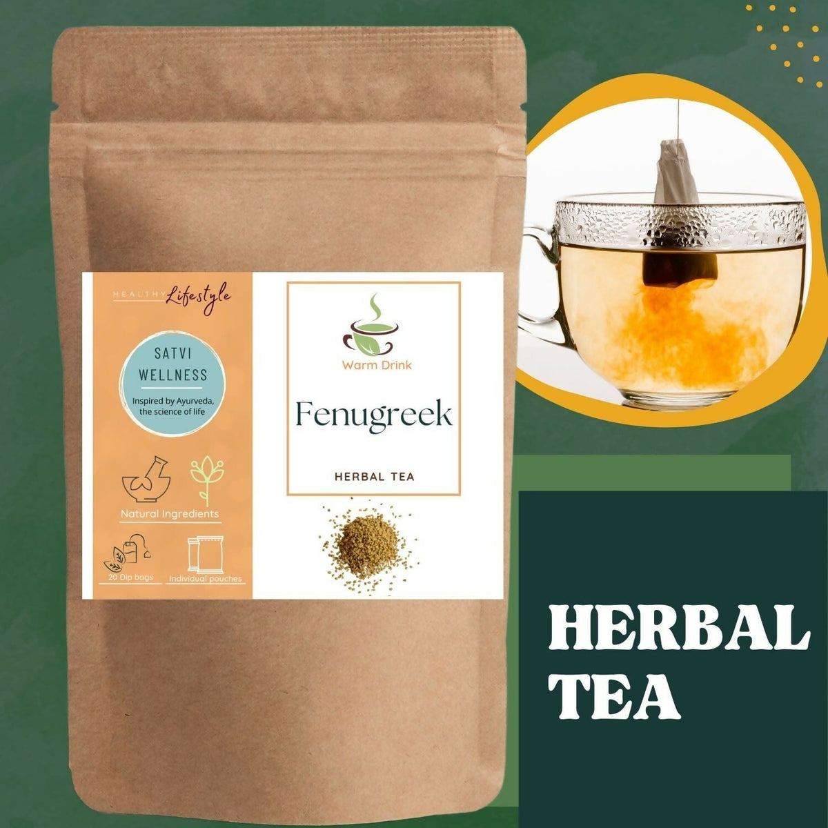 Satvi Wellness Fenugreek Tea Bags | Herbal Tea