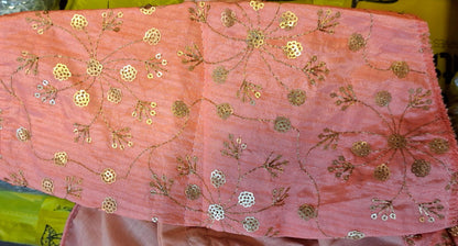 Kia Fashions Peach Twin Tone Golden All Over Sequins Readymade Blouse