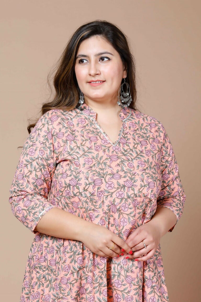 Miravan Women's Cotton Floral Printed Anarkali Kurtas