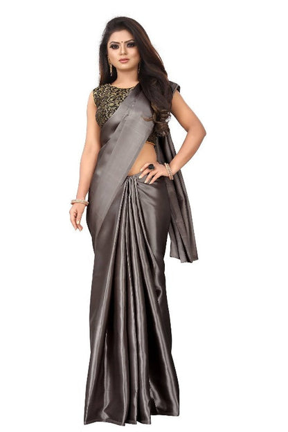 Vamika Grey Satin Designer Saree (PAVITRA GREY)