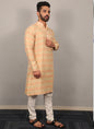 Prazu Fashion Lemon Yellow Soft Silk With Heavy Neck Design Kurta