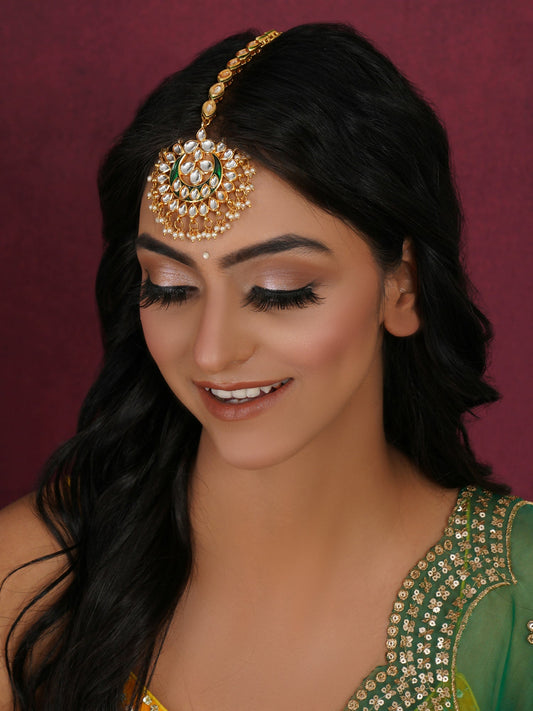 Kundan Maang Tikka (Gold) - Ruby Raang