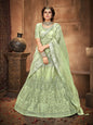 Myra Pista Heavy Embroidered Net Lehenga