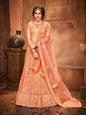 Myra Peach Heavy Embroidered Net Lehenga