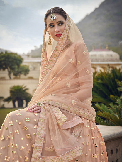 Myra Blush Net Heavy Embroidered Designer Lehenga