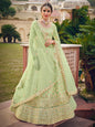Myra Mint Green Net Heavy Embroidered Designer Lehenga