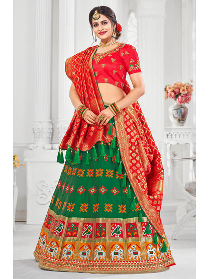 Myra Multicolour Jaquard Silk Designer Lehenga For Women