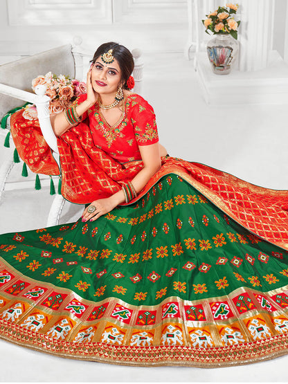 Myra Multicolour Jaquard Silk Designer Lehenga For Women