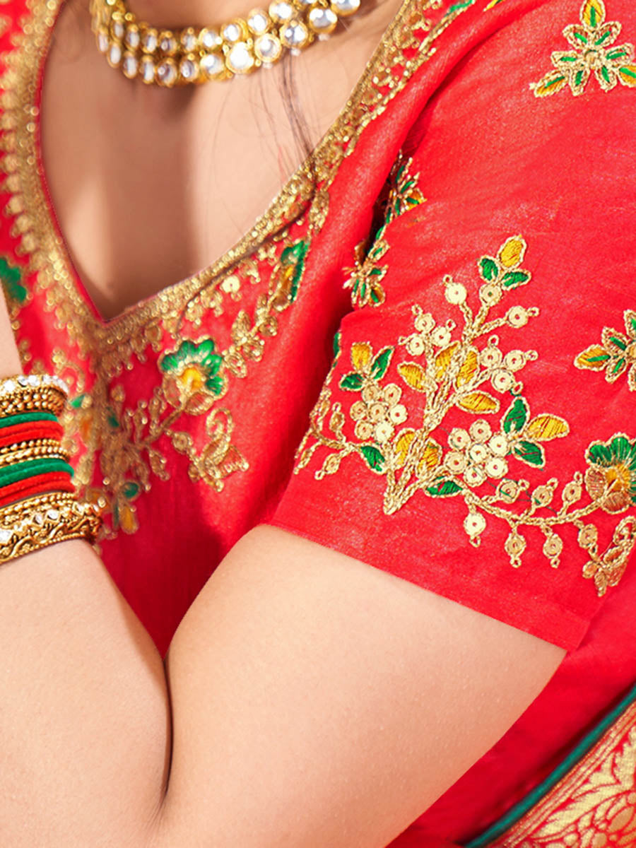 Myra Multicolour Jaquard Silk Designer Lehenga For Women