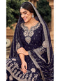 Myra Navy Blue heavy Georgette Koti Style Embroidered Sharara Suit