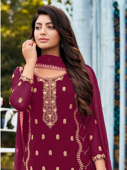 Myra Rani Heavy Faux Georgette Embroidered Pant Style Suit