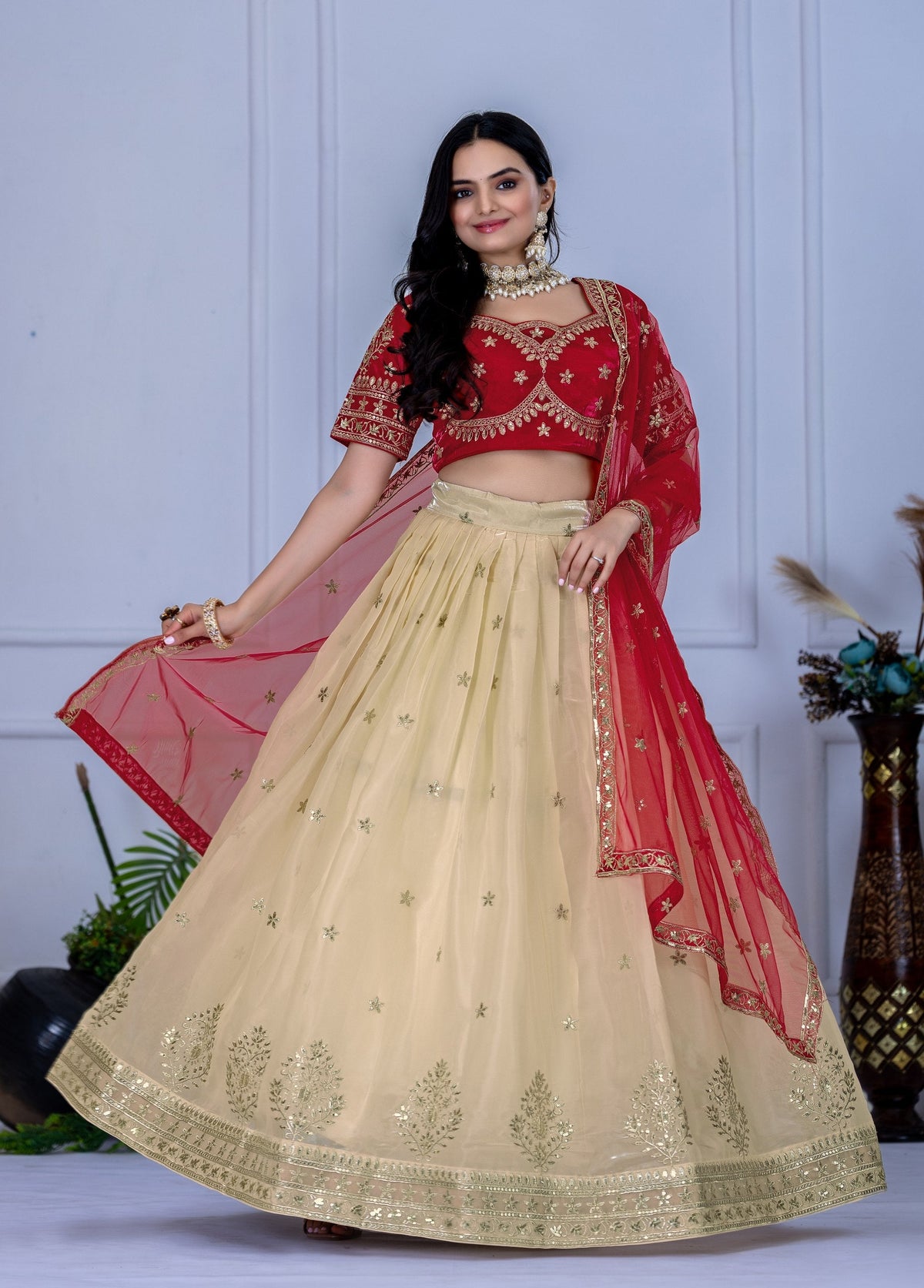 Lehenga Mart Designer Wedding Lehenga choli for Women - red