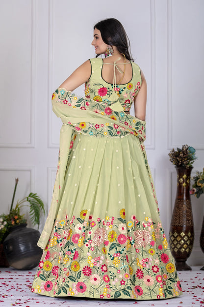 Lehenga Mart Patel Green Crystal Desigenr Wedding Lehnega Choli