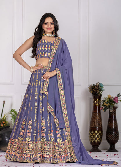 Lehenga Mart Rosy Purple Georgette Desigenr Wedding Lehnega Choli