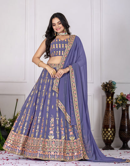 Lehenga Mart Rosy Purple Georgette Desigenr Wedding Lehnega Choli