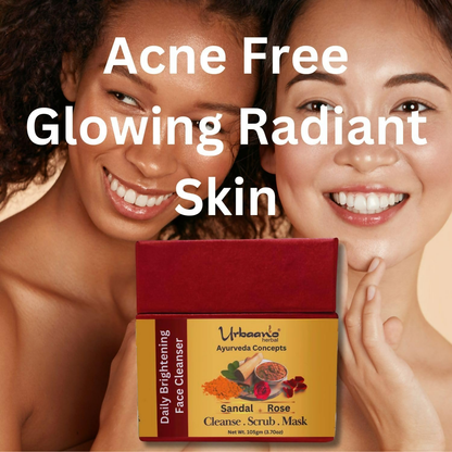 Urbaano Herbal Ayurveda Concepts Face Brightening Cleanser, Scrub, Mask 3-in-1 Instant Glow