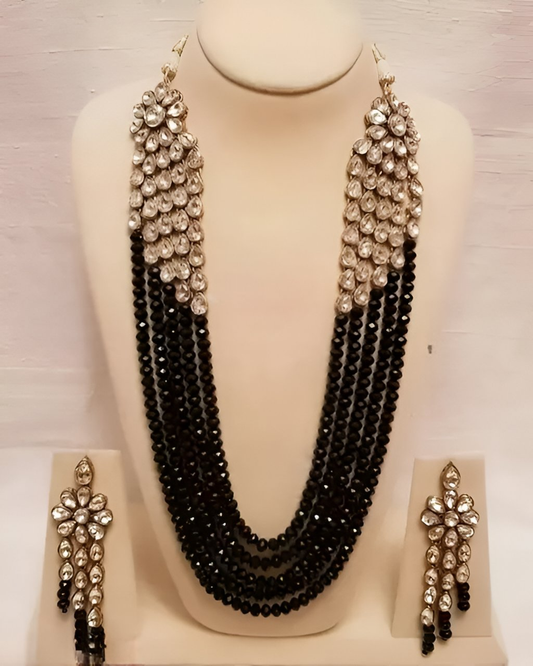 Jewel City Luxury Kundan Black Crystal Statement Necklace Set | Traditional Indian Wedding Jewelry