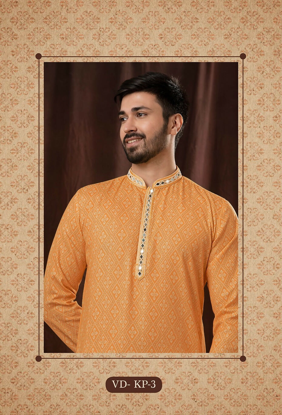 Joban Fashion Orange Art Silk Kurta Pyjama