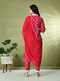 Myshka Women's Printed V-Neck Bell Sleeves Kurta & Trousers With Dupatta Sets in Pink Color