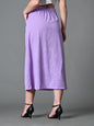 Myshka Women's Solid Ribbed A-Line Embellished Casual Skirt in Lavender Color