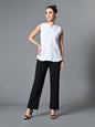 Myshka Women's Keyhole Neck Sleeveless Top in White Color