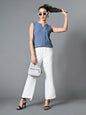 Myshka Women's Keyhole Neck Sleeveless Top in Grey Color