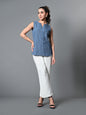 Myshka Women's Keyhole Neck Sleeveless Top in Grey Color