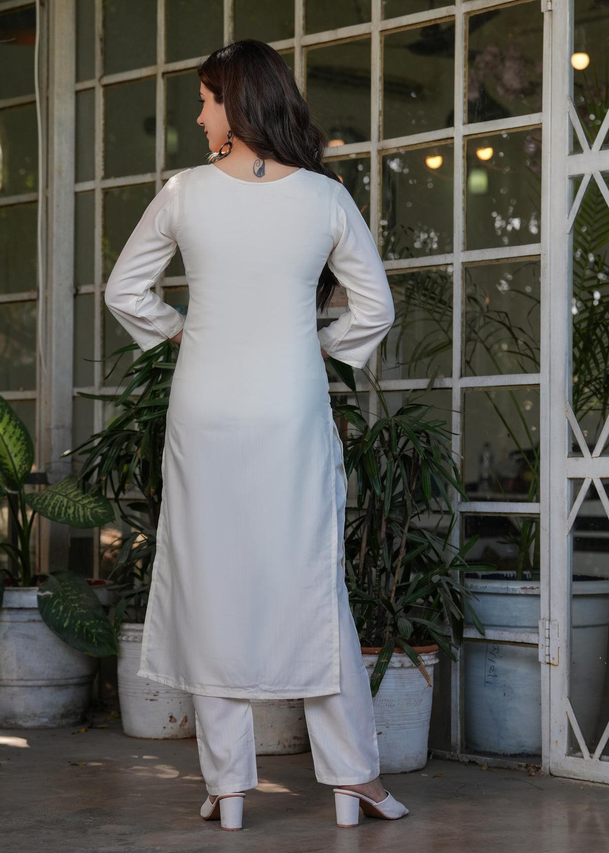 The52 Beautiful Thread Work Viscose Rayon Fabric Straight Kurta, Pant and Dupatta Set