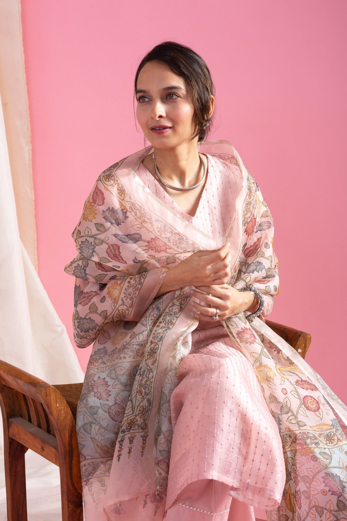 The52 Beautiful Viscose Chanderi Fabric Straight Kurta, Pant and Dupatta Set