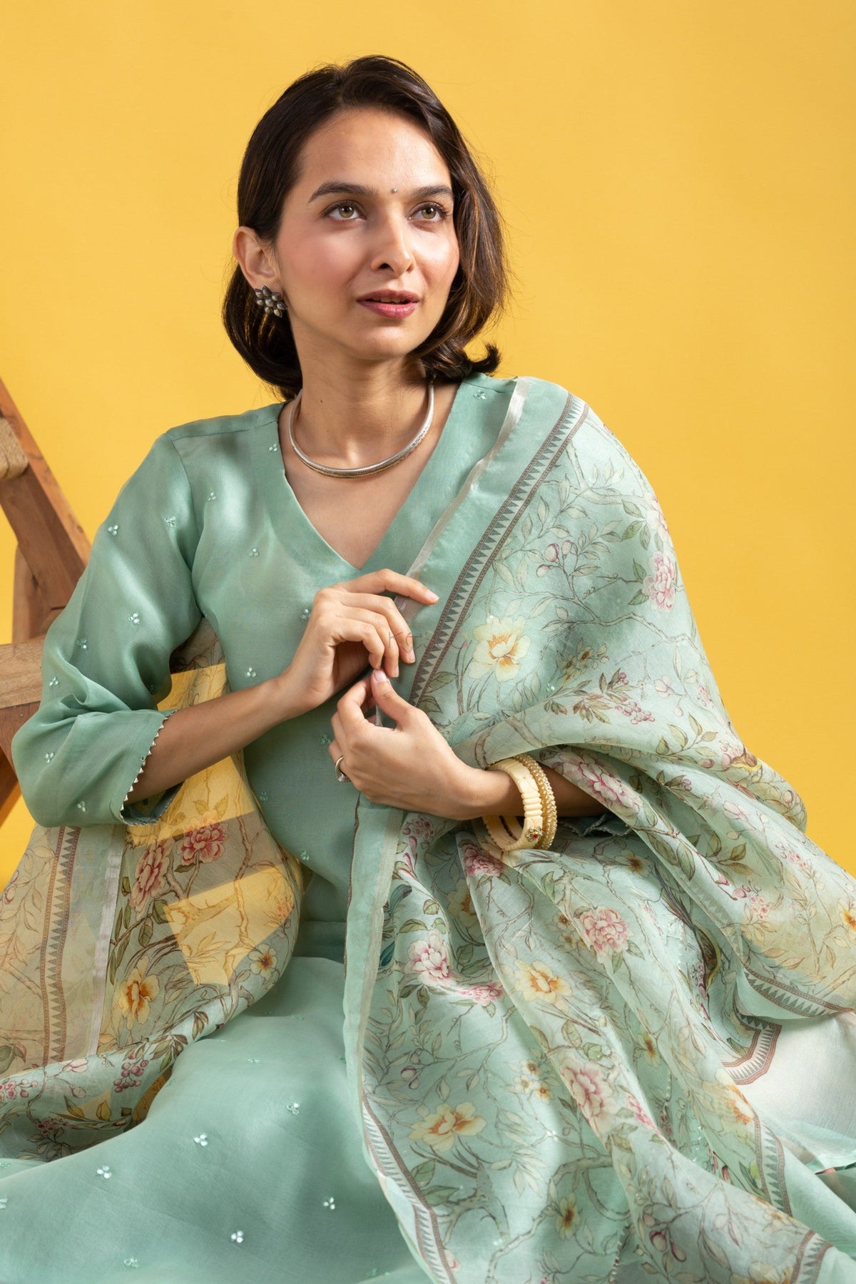 The52 Beautiful Viscose Chanderi Fabric Straight Kurta, Pant and Dupatta Set