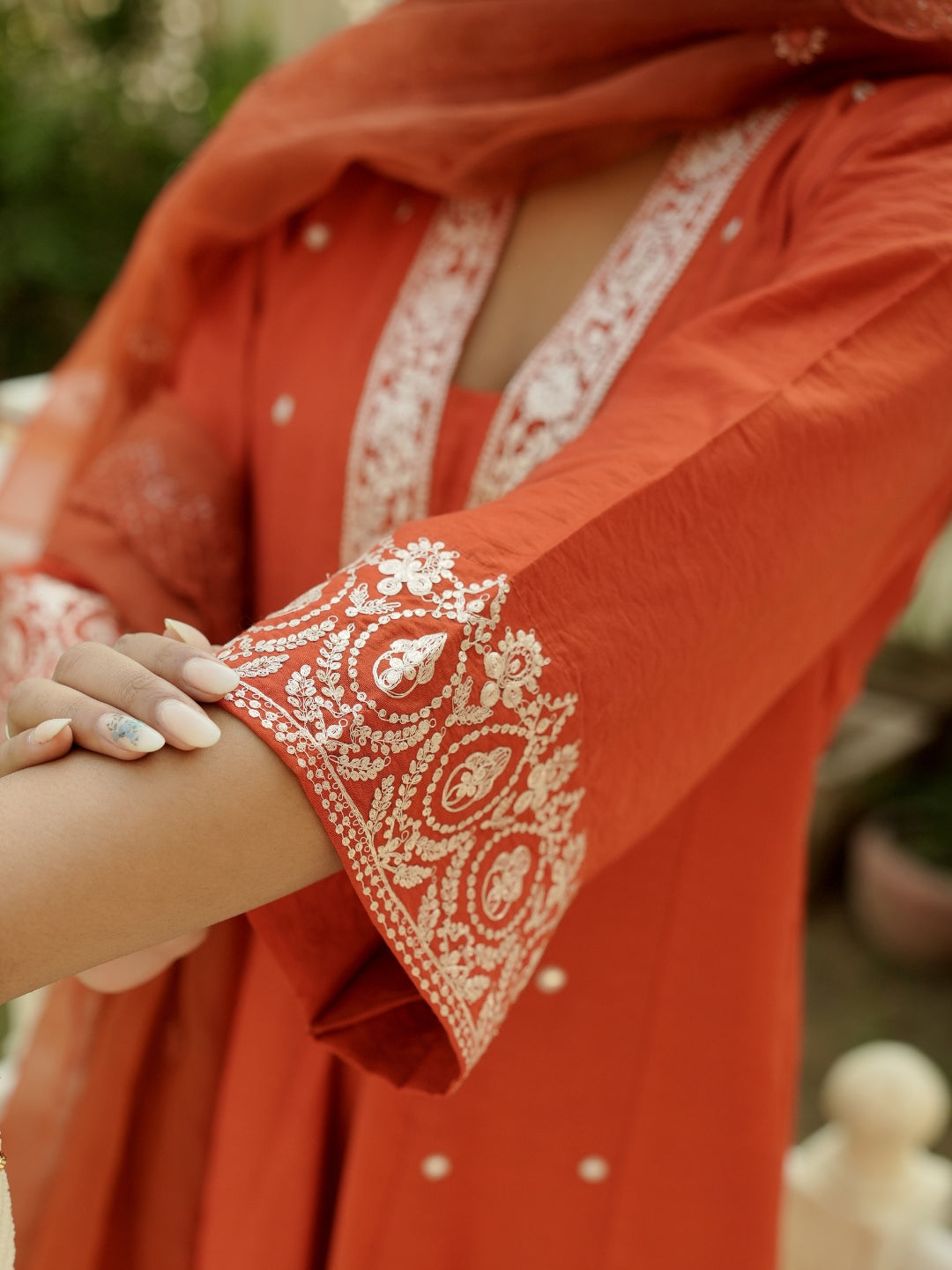 The52 Women Beautiful Viscose Chanderi Fabric Flared Kurta, Pant and Dupatta Set
