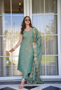 The52 Women Viscose Zari Chanderi Fabric Straight Kurta, Pant and Dupatta Set