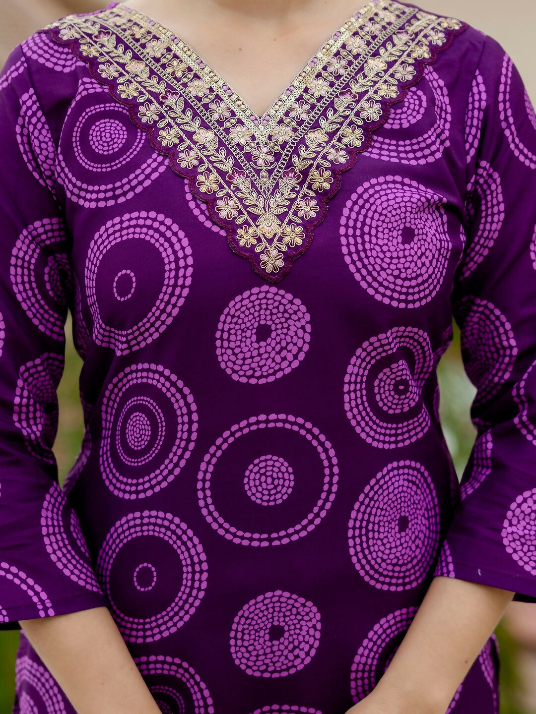 The52 Purple Women's Gorgeous Rayon Embroidered Straight Kurta with Pant And Dupatta Set