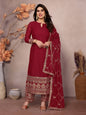 Lehenga Mart Festival maroon embroidery Ready Made kurti with pant and dupatta