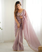 Lorenvalley Ready to wear Gold Crush Tissue Silk Fabric Fancy Boarder Premium Lace Work Predrapped Saree