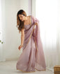 Lorenvalley Ready to wear Gold Crush Tissue Silk Fabric Fancy Boarder Premium Lace Work Predrapped Saree