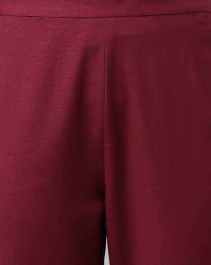 FIORRA Women's Maroon Rayon Silk A-Line Kurta Set