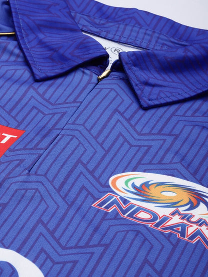 playR Men Printed Polo Collar Dri-FIT MI Official Match Jersey T-shirt IPL, T20