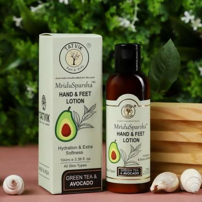 Tatvik Ayurveda Mridusparsha Hand & Feet Lotion (Green Tea & Avocado)