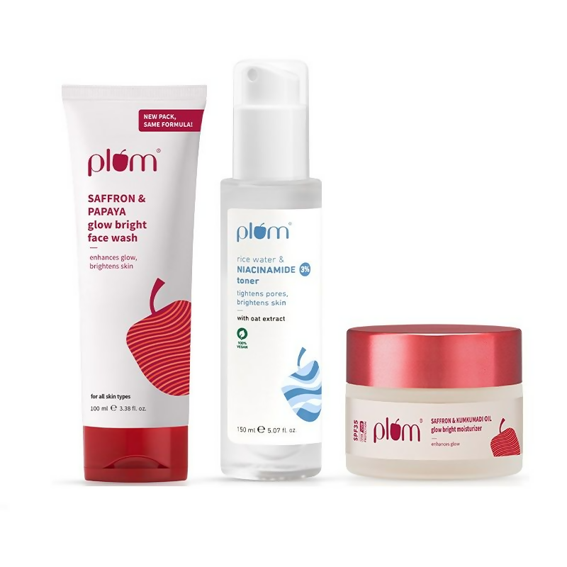 Plum CTM Combo - Saffron & Papaya Face Wash, Niacinamide Toner