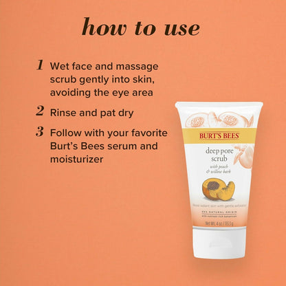 Burt's Bees Deep Pore Scrub with Peach & Willow Bark